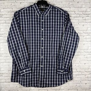 Duluth Trading Co Blue and White Plaid Shirt Wrinkle Fighter 2XL Tall